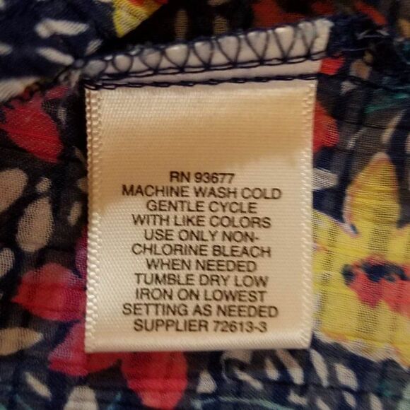 Sheer Liz Claiborne Multi-color Floral Top Size Large - Picture 5 of 9